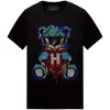 T-shirt da uomo 2021 orso rhinestones t shirt uomo moda streetwear abbigliamento slim modale cotone o collo manica corta uomo plus size 6xl