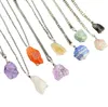 Irregular Natural Original Stone Crystal Silver Plated Chain Necklaces For Women Girl Pendant Fashion Party Club Jewelry
