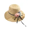 Summer Hat For Women Flowers Ribbon Visor Outdoor High Top Sun Straw UV Protection Fashion Design Wide Brim Hats Delm22