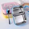 Matbehållare Bento Box Lunchhållning 304 Rostfritt stål Kreativ gitter Barn Student Portable Fresh Sub är 210423
