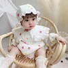 Style coréen bébé fille barboteuse avec chapeau né doux coton combinaison Corée infantile automne vêtements 210615