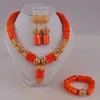 african beads set jewelry natural coral necklace orange coral jewelry set for nigerian wedding H1022