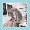 Opaski na głowę Biżuteria Hair High-end Aessories Kobiet Plisowane Cekiny Middle Cross Wide Side Headband Fashion Wild Girl Band Headwear Drop Drop