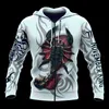 Erkek Hoodies Sweatshirts Erkek Günlük 3D Baskı Kasım Akrep Dövme Adam Külkü Kadınları Hood Sweatshirt Hip-Hop Ceket Unisex Street Giyim