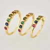 ANDYWEN 925 Sterling Silver Rainbow Colorful 7 Zircons Rings Women Circle Rock Punk European Jewelry in Fine 210608
