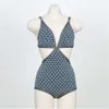 Sexy Cut Out Deep V Neck High Waisted Swimsuit Lady Backless Plaid Monokini Swimwear Women Swim Bath Suit Trikini 210625