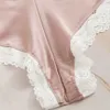 DUOBLA PIJAMAS Kobiety Zestawy Pijama Letnie Szorty Piżama Koronki Silk Pink Sexy V-Neck Bielizna Bielizna Nocna Q0706