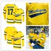 College Hockey Wears Custom Michigan Wolverines Stitched Hockey Jersey 34 Thomas Bordeleau 37 Jack Leavy 43 Luke Hughes 51 Garrett Van Wyhe 55 Jake Gingell 56