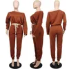 Designers kvinnor kläder solid rib off axel rem lossa casual byxor två stycken set