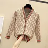 Fashion V-neck long-sleeved cotton knit sweaters women cardigan loose casual jacket sweater women's clothing S-4XL size