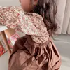 Bébé filles vêtements printemps robe ensemble lâche à manches longues Floral Blouse et jarretelle jupe enfants 2 pièces vêtements 210615