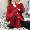 Winter Women Cardigan Sweater Hollow Out Pearl Button Knitted Jacket Girls Korean Chic Tops Female Sweaters knit Cardigans 210522