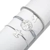 Bedelarmbanden AECLVR 3 stks/set Plant Cirkel kralen Bedels armband sets Zilver Metalen ketting Open manchetten Dames Dames Dagelijks Sieraden Melv22