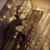 3x1 / 3x3mled Icicle Led Gardin Light String Fairy Light 300 LED Julljus för Wedding Home Window Party Decor 220V 8 Mode 211122