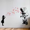 Decal ASTRONAUT & HEART BUBBLE Girl, Banksy Astronaut's Daughter Wall Sticker, Banksy-Style Street Art Interior Design 2138