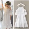 Summer Kids Dresses For Girls Sweet Princess Beach Dress Elegant Lace Cotton Sundress Baby Girl Clothes age 4 6 8 10 12 14 yrs Q0716