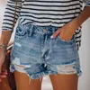 Women's Shorts Sexy Hole Denim With Tassel Women 2022 Summer High Waist Button Zipper Pockets Female Washed Vintage Slim Jeans Ropa Muje