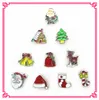 Hele 50 stks / partij Mix Kerst Living Glass Memory Medaillons Drijvende Charm DIY Sieraden Charms