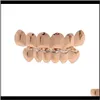 Grillz, Dental Body Drop Lieferung 2021 Grillz Zähne Set Hohe Qualität Herren Hip Hop Schmuck Echt Gold Überzogene Grills Trlr5