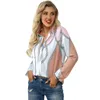 Design Women Office Bluzka Wyłącz Kołnierz Z Długim Rękawem Plus Size Łańcuch Odzież Drukuj Koszula Damskie Topy i Bluzki 210603