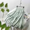 Chiffon Pleated Skirt Solid Office Elastic High Waisted A Line Maxi White s Summer Long s for Women 9937 210508