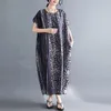Johnature Women Summer Sukienki Vintage O-Neck Krótki rękaw Luźny Drukuj Kwiatowy Plus Rozmiar Kobiety Odzież Przypadkowi Dresses 210521