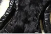 PU Läder Faux Fur Women Coat Casual Fluffy Coat Black Faux Fur Collar Jacket Coat 211007