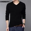 COODRONY Casual Slim Fit Pull Hommes Classique Pur Noir Pull Couleur Unie Col En V Pull Homme Cachemire Laine Chandails Chemises 211006