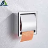 Aço inoxidável cromo escondido instalar suporte de papel higiênico dentro da parede montada no banheiro rack de tecido 210720