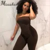 Missakso Summer Backless Jumpsuits Black Fashion Kobiety Seksowne bez ramiączek chude slash szyja rompers Streetwear Party 210625