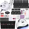 Manicure With 114W/120W/54W Led Lamp 35000RPM Drill Machine 20/10 Colour Poly Extension Nail Gel Set