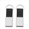 Personalized Metal Keychain Favor Sublimation House-shape Keyring with PU Leather Ring Unique Rectangle Souvenir Key Pendant RRE12068