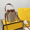 Balde bolsa bolsa vintage tote crossbody sacos de ombro tecido clássico f letra couro genuíno alça destacável estilo estrela