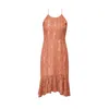 Kvinnor Elegant Klänning Sommar Ladies Sexig V-Neck Fishtail Orange Lace Sheath Dresses Evening Party Vestidos 210608