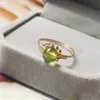 Bague en pierre de naissance remplie d'or 14 carats, bijoux en Olivine naturelle, jointure faite à la main, Mujer