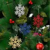 4 pçs / definir decorações de suspensão de Natal glitter snowflake xmas árvore ornamentos para o ano novo xbjk2107