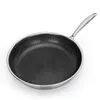 Skillet de Aço Inoxidável - Nonstick Fry Pan - Indução Compatível - Multipurpose Cookware Use para casa cozinha ou restaurante 210319