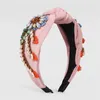 5 Colors Fashion Handmade Fabric Headbands Vintage Style Cross Women Hair Bands Personality Embroidery Floral Girls Hairband5879493