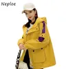 Harajuku Chic Tasche con pannelli Patchwork Cappotto con cappuccio Donna Autunno Giacca allentata Simple Fashion Zipper Femme Top 210422