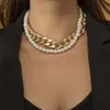 Collier ras du cou Punk Miami cubain pour femmes, collier de déclaration Hip Hop, Imitation de perles torsadées, chaîne épaisse, bijoux de cou