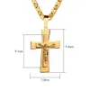 Collana da uomo Catena con pendente a croce grande Mens Collane cristiane in acciaio inossidabile color oro Gioielli maschili Bling ghiacciati