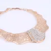 African Nigerian Hochzeit Schmuck-Set Gold Farbe Kristall Halskette Ohrringe Armband Ringe Sets Kostüm Zubehör H1022