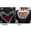 Корейские бриллианты персиковые сердца V-образным вырезом футболки осень зима топ с длинным рукавом задняя одежда рубашка CamiSeta Mujer T98106 210421