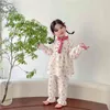 Printemps Arrivée Filles Floral 2 Pièces Ensembles Enfants Coton Pijamas Pyjamas 210528