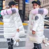 Russian Winter Down Jacket Of Girls Waterproof Shiny Warm Coat 5-14 Years Teen Girl Parka Snowsuit Boys 211222