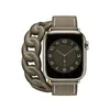För Apple Watch Rem Toppkvalitet Cowhide Leather Business Luxury Double Loop Armband för Iwatch 1/2/3 / 4/5/6 / SE / 7 (40mm 44mm)