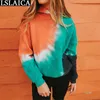 Felpa oversize Donna manica lunga Tie Dye Felpa con cappuccio lavorata a maglia casual Estetica Streetwear Moda Sport Abbigliamento autunnale 210520