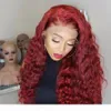 Naturalne fali Czerwone koronkowe przednie ludzkie włosy z włosami dziecięcymi 180 Gęstość wstępnie rozbijane koronkowe peruki dla czarnych kobiet Remy1646545