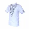 Dashikige Dashiki Mężczyźni Koszula Afryki Haute Tribal Bluzka Haftowana Ankara T-shirt 210629