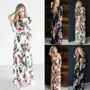 Maternity Dresses Spring Autumn Fashion Print Nursing Long Party Dress Ties High Waist Slim Breastfeeding Clothes Cotton Breast Feeding